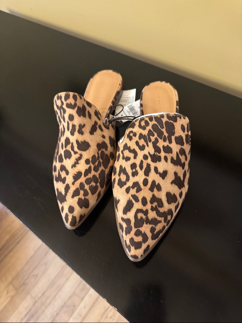 Banana Republic Leopard Print Pointed Mules - Brown & Black